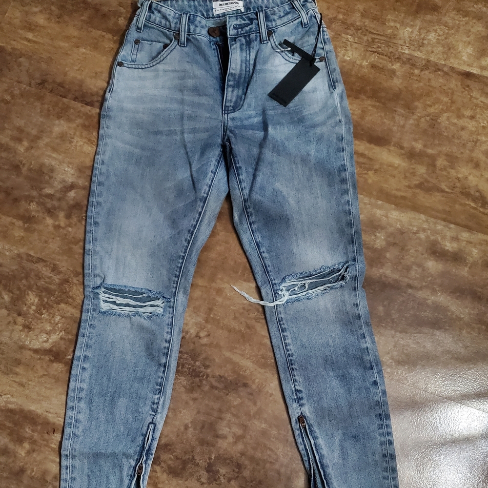 One Teaspoon Light Blue Distressed Skinny Jeans